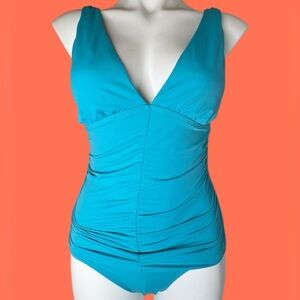 Jantzen Teal Ruched One-Piece Swimsuit Women’s size 10